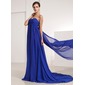 Empire Sweetheart Watteau Train Chiffon Holiday Dress With Ruffle (020014209)