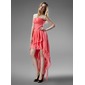 A-Line/Princess Strapless Asymmetrical Chiffon Homecoming Dress With Ruffle Beading (022004403)