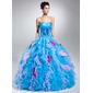 Ball-Gown Scalloped Neck Floor-Length Organza Charmeuse Quinceanera Dress With Beading Flower(s) (021015050) Ball-Gown Scalloped Neck Floor-Length Organza Charmeuse Quinceanera Dress With Beading Flower(s) (021015050)