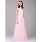 A-Line/Princess One-Shoulder Floor-Length Chiffon Holiday Dress With Ruffle Beading Sequins (020016151)