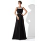 A-Line/Princess Scoop Neck Floor-Length Chiffon Tulle Evening Dress With Ruffle Beading (017020923)