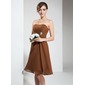 Empire Strapless Knee-Length Chiffon Bridesmaid Dress With Ruffle Crystal Brooch (007020932)