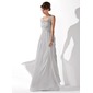 A-Line/Princess Scoop Neck Floor-Length Chiffon Prom Dress With Ruffle Beading (018005096)