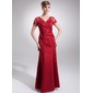 Mermaid V-neck Floor-Length Satin Mother of the Bride Dress With Lace Beading (008005754)