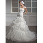 Mermaid Sweetheart Chapel Train Organza Satin Wedding Dress With Ruffle Lace Beadwork Sequins (002004534)
