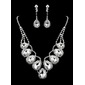 White Rhinestone Ladies' Jewelry Set Including Necklace And Earrings(011012946) White Rhinestone Ladies' Jewelry Set Including Necklace And Earrings(011012946)