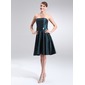 A-Line/Princess Strapless Knee-Length Taffeta Cocktail Dress With Ruffle Crystal Brooch (016002434)