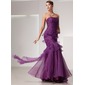 Mermaid Strapless Floor-Length Organza Prom Dress With Ruffle (018014441)