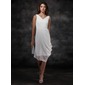 Sheath V-neck Knee-Length Chiffon Bridesmaid Dress With Ruffle (007022516) Sheath V-neck Knee-Length Chiffon Bridesmaid Dress With Ruffle (007022516)