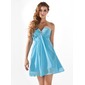 Empire V-neck Short/Mini Chiffon Homecoming Dress With Ruffle Beading (022008987)