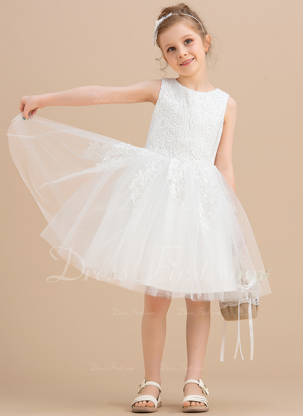 a line princess knee length flower girl dress