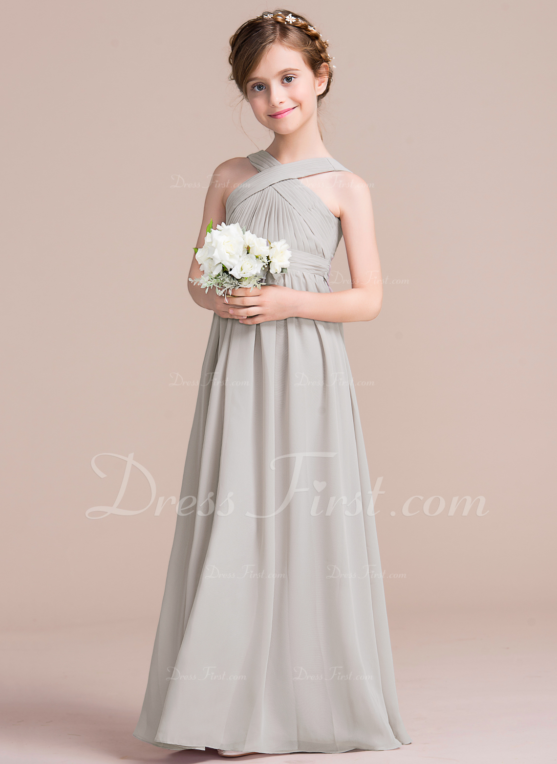 a line princess floor length flower girl dress