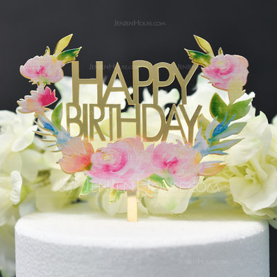 Une Fleur Joyeux Anniversaire Acrylique Decoration Pour Gateaux Vendu Dans Une Seule Piece Jenjenhouse