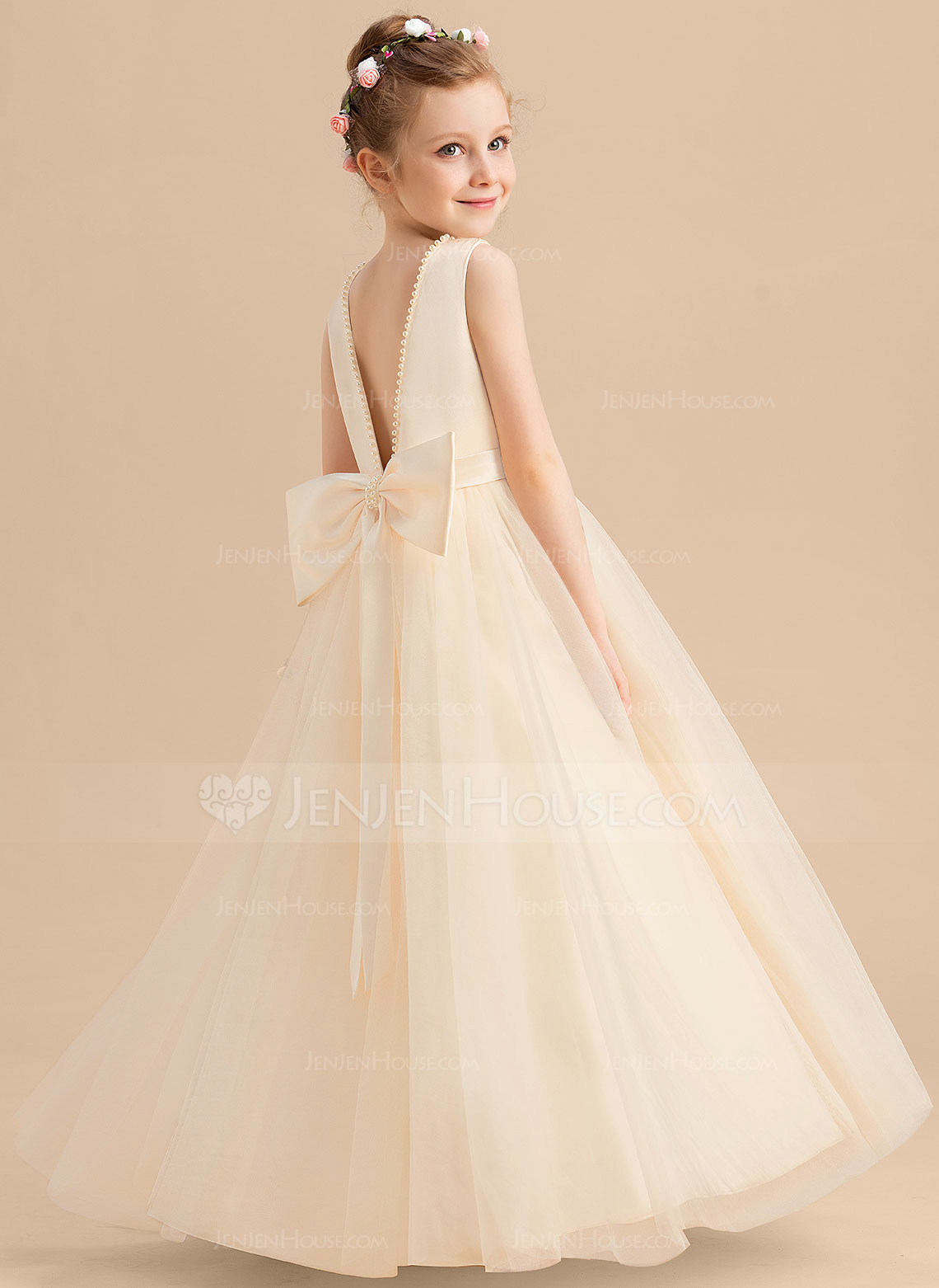 Jurk gala-japon/prinses van tule met strik