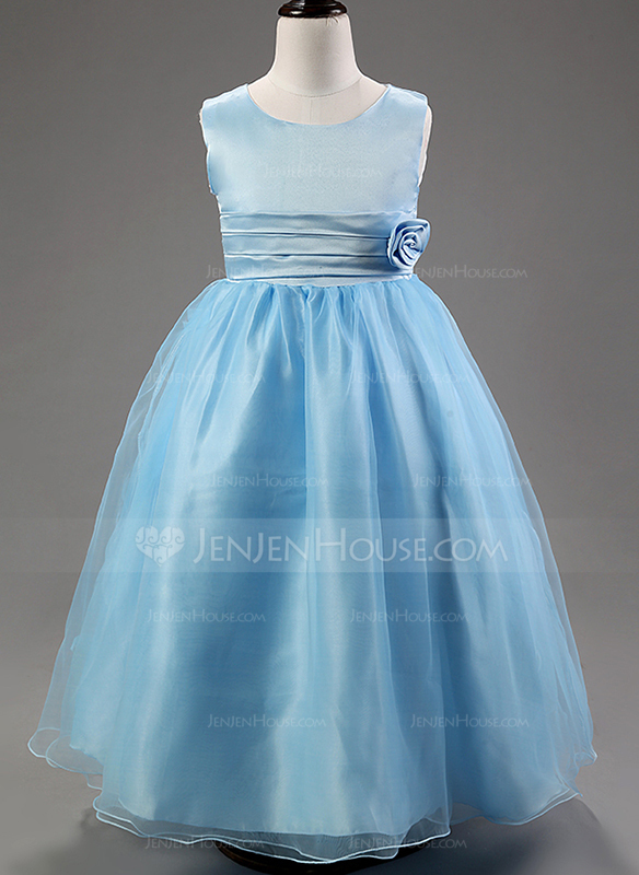 Ballkjole/Prinsesse Scoop Ankel-lengde Brudepikekjole barn med Blomst 