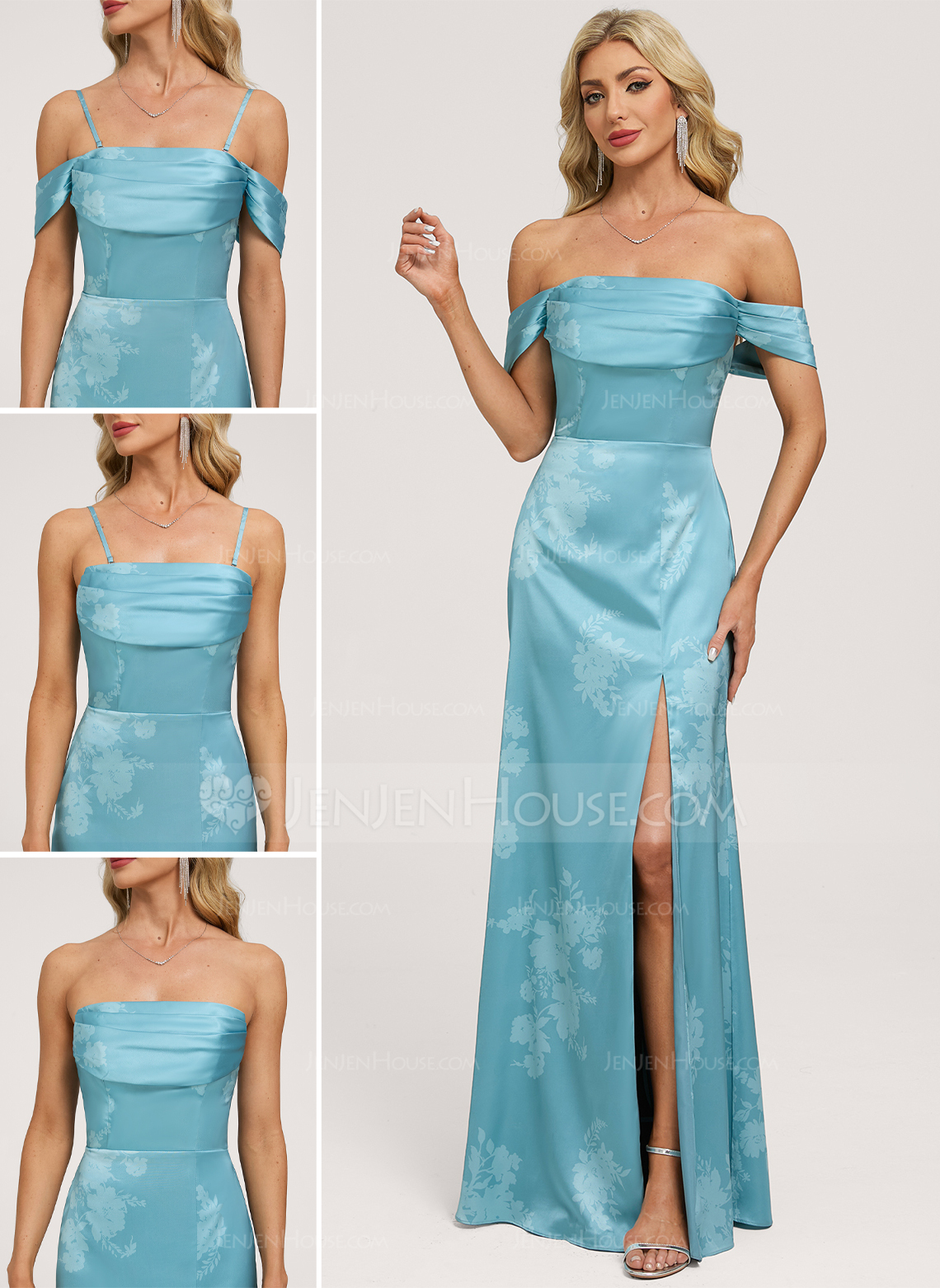 A-line Off the Shoulder Ruched Matte Satin Dress