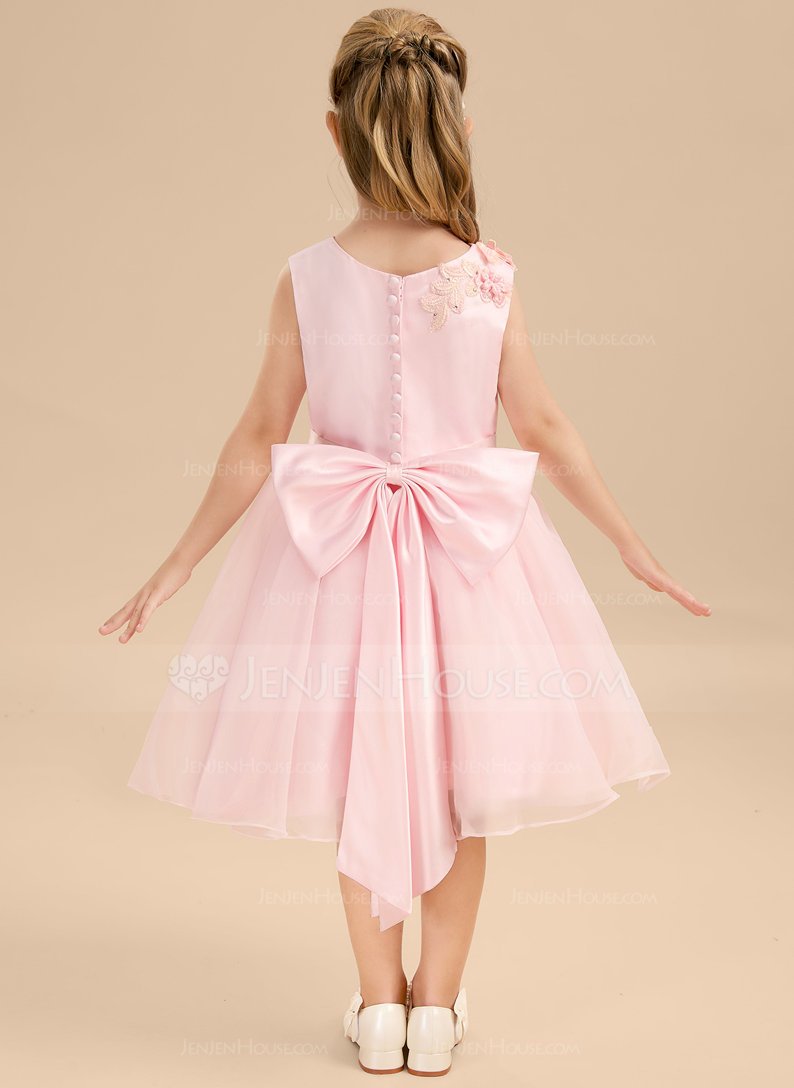 Jurk a-lijn-jurk van kant met strik