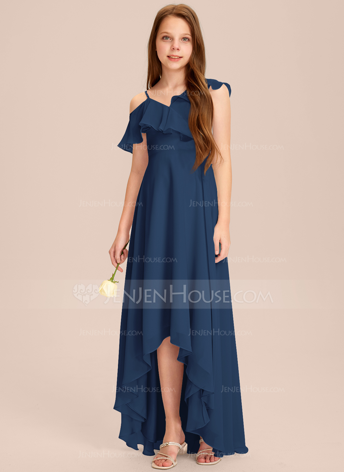 A-line kjole Asymmetrisk Asymmetrisk Chiffon Brudepikekjole ungdom 