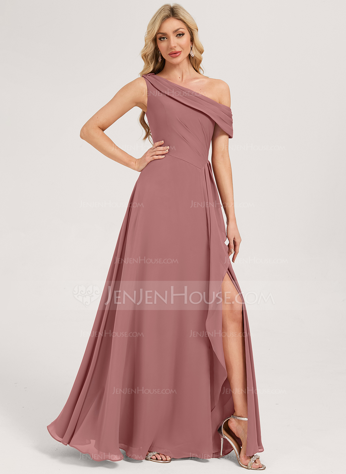 A-line Ruched Chiffon Dress