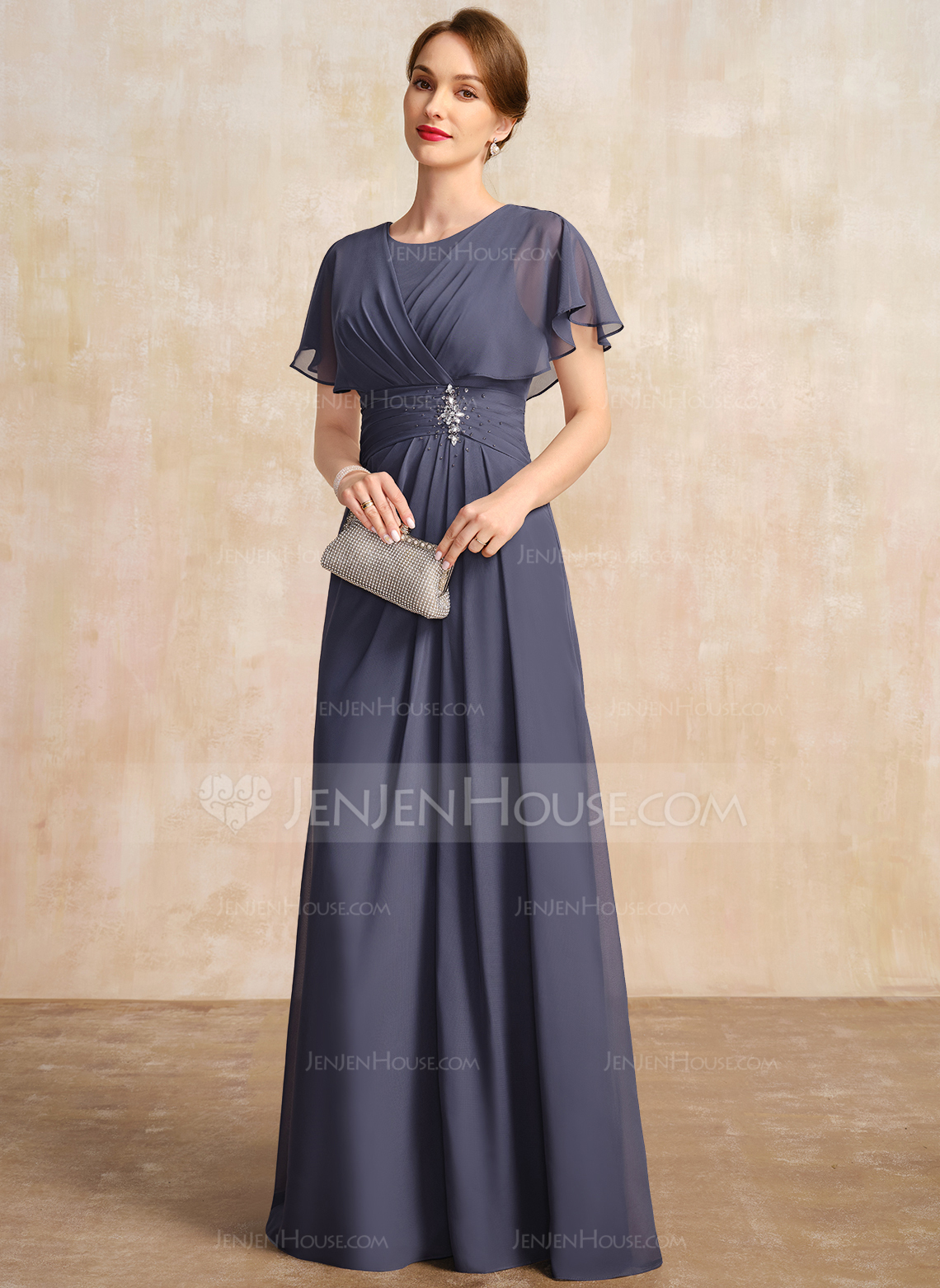 A-line Pleated Chiffon Dress