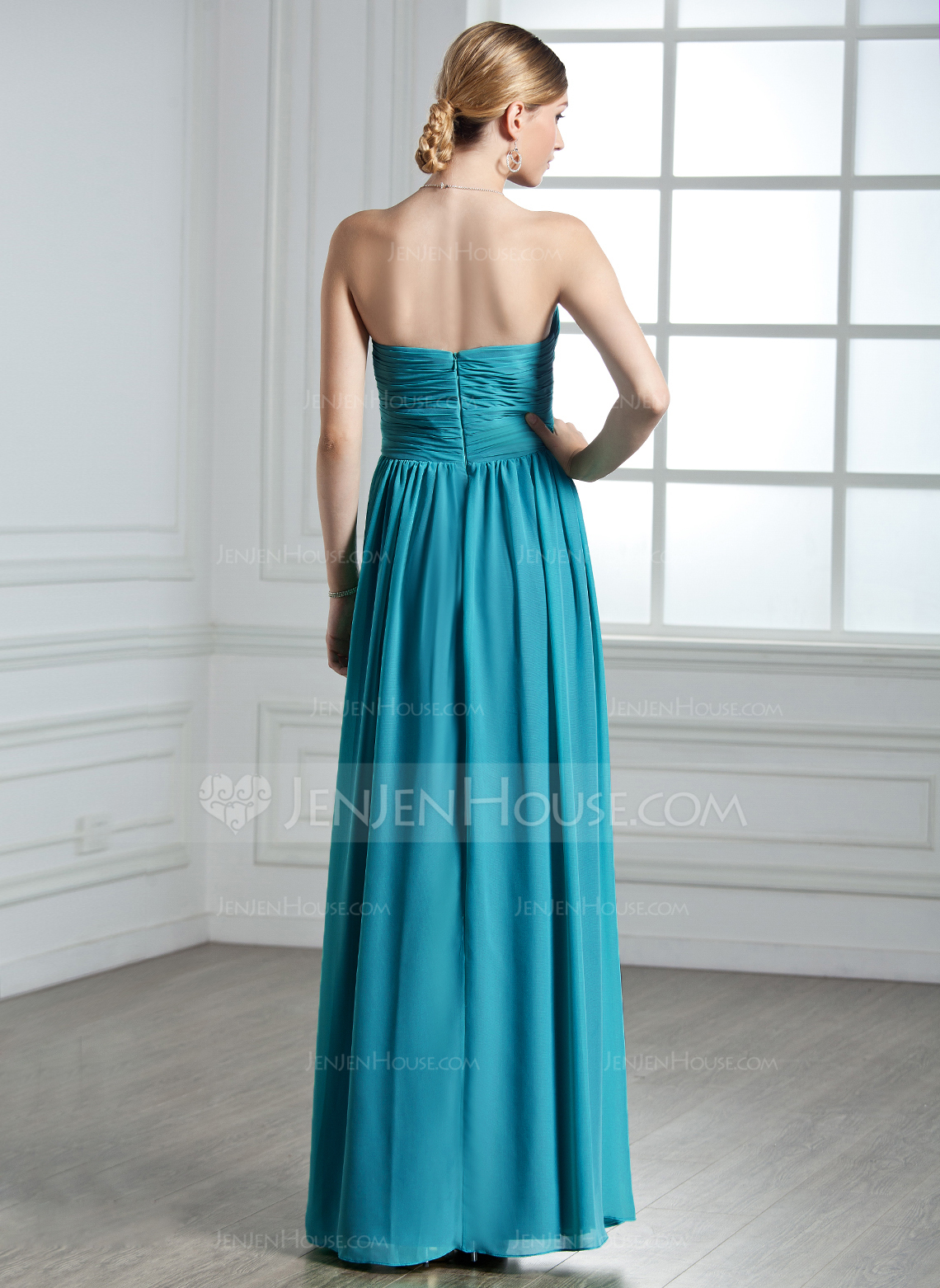 ALine/Princess Sweetheart FloorLength Chiffon Bridesmaid Dress With