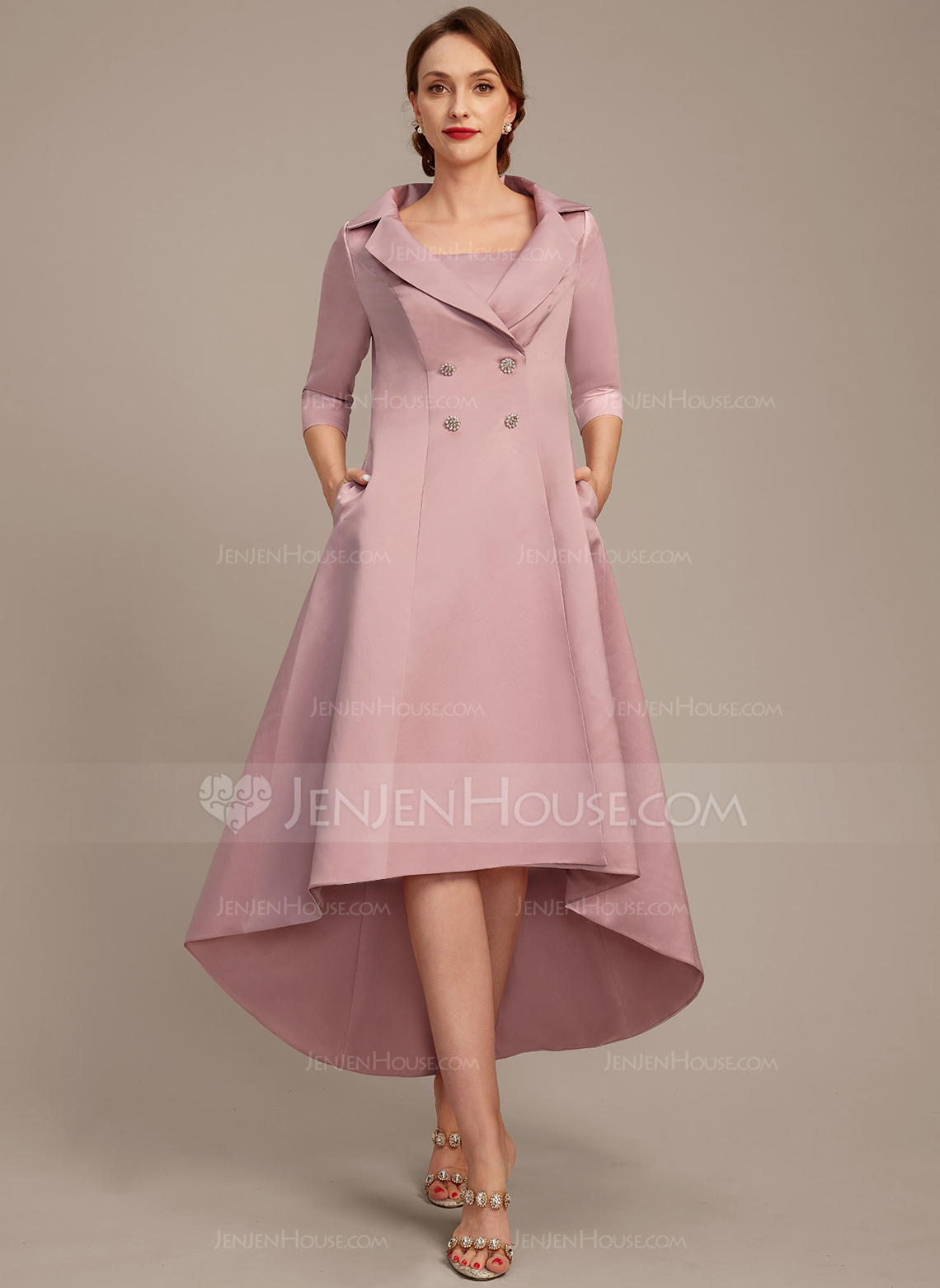 Sheath/Column Square Knee-Length Satin Mother of the Bride Dress 
