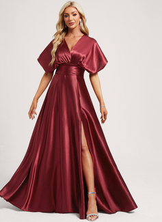 A-line One Shoulder Stretch Satin Dress