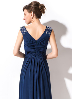 Sheath/Column Scoop Neck Ankle-Length Jersey Mother of the Bride Dress With Ruffle Beading 