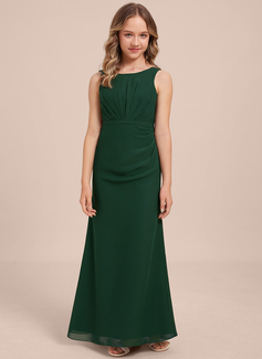 Slire Scoop Gulvlengde Chiffon Brudepikekjole ungdom 