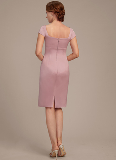 Sheath/Column Square Knee-Length Satin Mother of the Bride Dress 