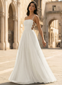 Kjole i Tyll med Firkantet hals Spaghetti