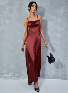 Torget Sexy A-line kjole Satin Midi Motekjoler 