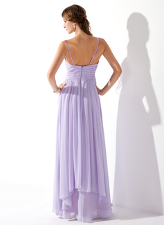 A-Line/Princess Sweetheart Floor-Length Chiffon Prom Dresses With Ruffle Beading 