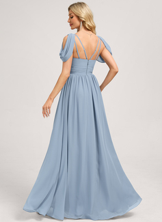 A-line V-Neck Floor-Length Knee-Length Chiffon Bridesmaid Dress 
