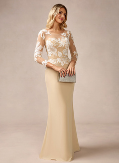 Sheath/Column Scoop Illusion Sweep Train Chiffon Evening Dress With Sequins 