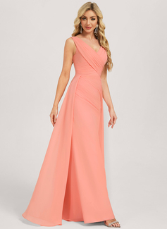 A-line Ruched Chiffon Dress