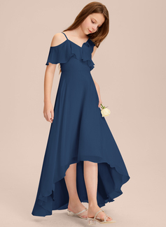 A-line kjole Asymmetrisk Asymmetrisk Chiffon Brudepikekjole ungdom 