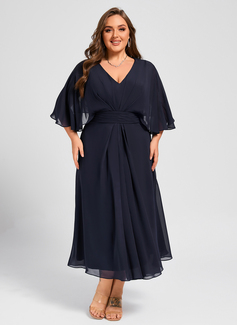Pleated Chiffon Midi Dress