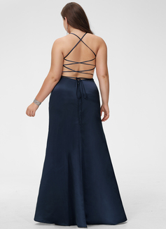 Kotelomekko v-kaula lattiaa hipova pituus satiini tanssiaismekko jossa laskostettu 