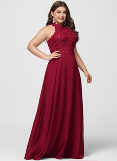 A-linja riimu lattiaa hipova pituus pitsi sifonki tanssiaismekko jossa paljetit 