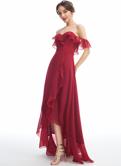Off the Shoulder Strapless Chiffon Maxi Dress