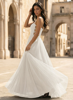 Kjole i Tyll med Firkantet hals Spaghetti