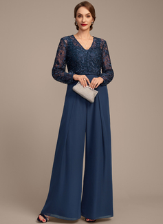 Jumpsuits Square Floor-Length Chiffon Mother of the Bride Dress 