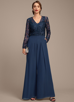 Jumpsuits Square Floor-Length Chiffon Mother of the Bride Dress 