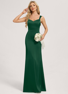 Sheath/Column Sweetheart Floor-Length Matte Satin Bridesmaid Dress 