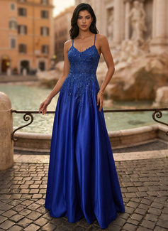 Spaghetti pailletter Satin Kjole