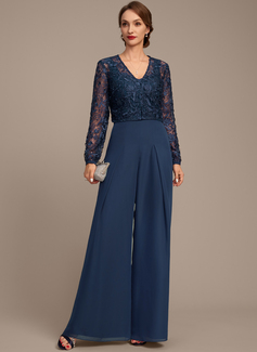 Jumpsuits Square Floor-Length Chiffon Mother of the Bride Dress 