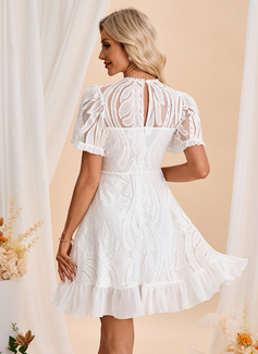 A-line Scoop Short Lace Wedding Dress 