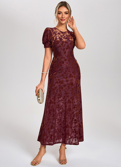 A-line Scoop Ankle-Length Velvet Cocktail Dress 