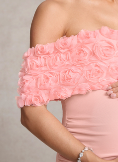 Sheath/Column Off the Shoulder Floor-Length Jersey Maternity Dresses With 3D Floral 